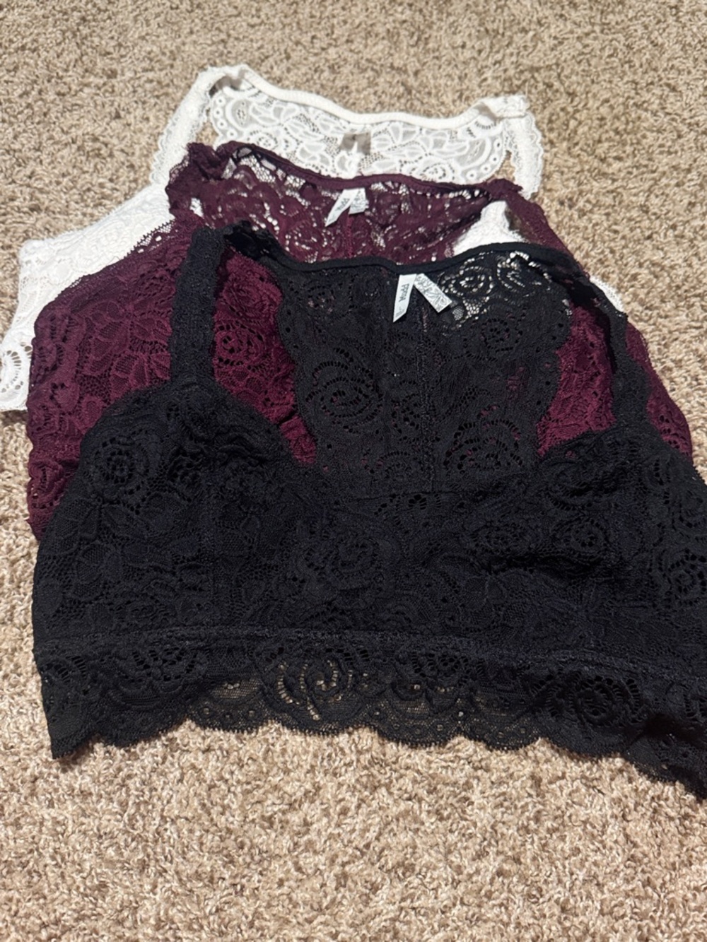 Set of 3 Mudd lace racerback bralettes (L) - EUC!